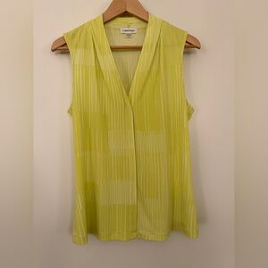 Calvin Klein V-Neck Sleeveless Blouse in Neon Yellow